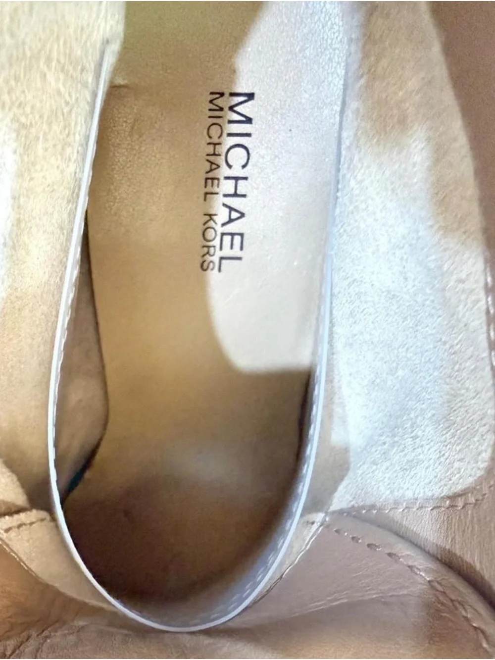 Michael Kors Beige Suede Wedge Lace-Up Boots